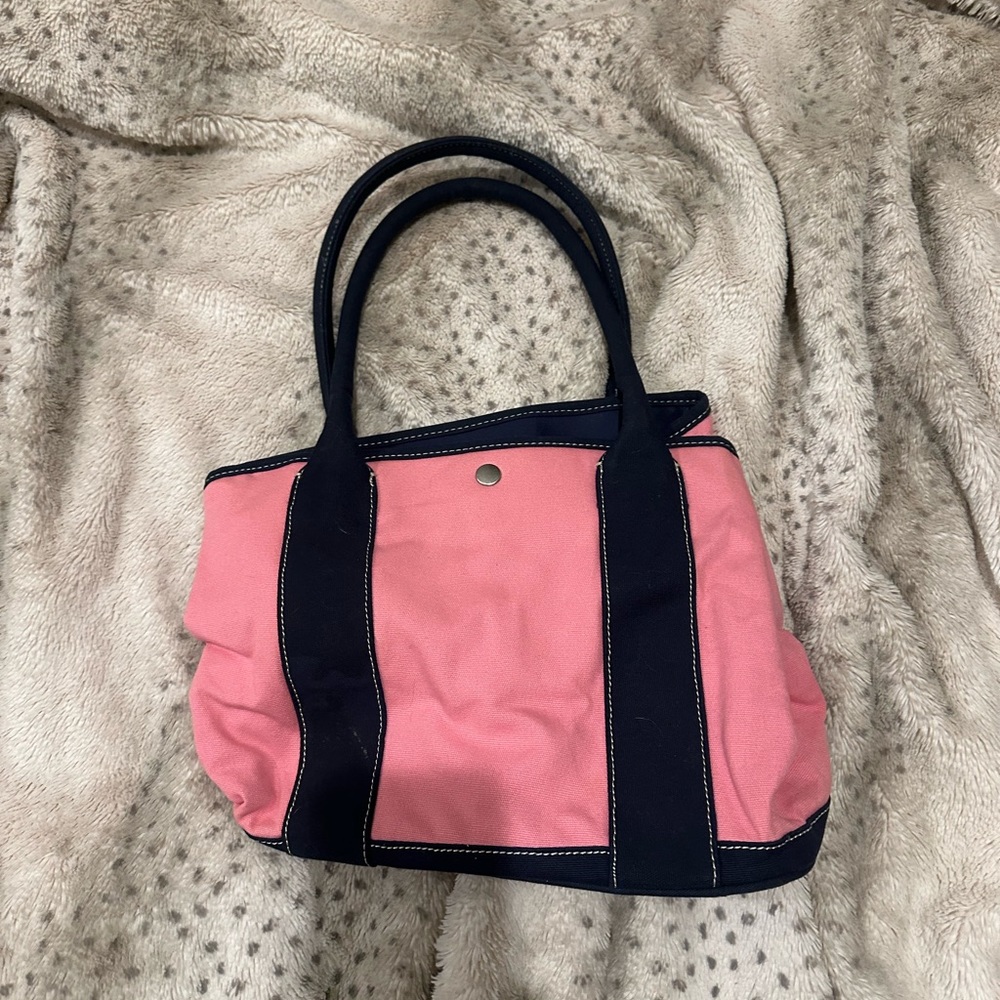 JCrew Small Canvas Tote in Pink/Navy